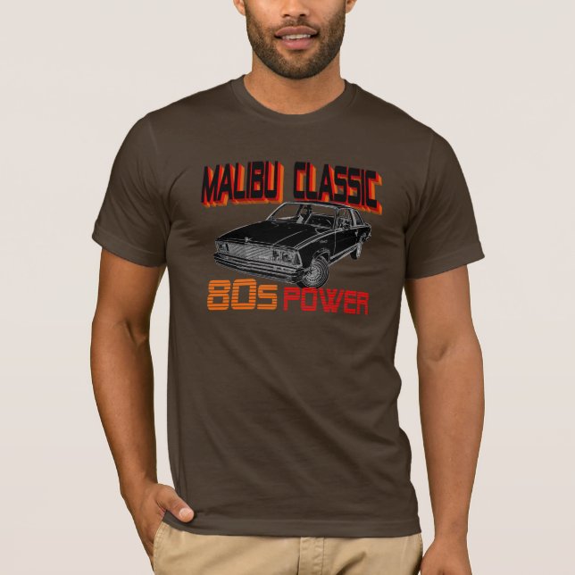 Camiseta Clássico 1981 de Chevy Malibu (Frente)