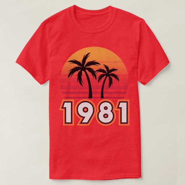 Camiseta Clássico 1981 Vintage Retro Birthday Design (Frente do Design)