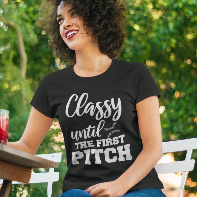 Camiseta Clássico Até A Primeira Mãe Engraçada De Baseball (Criador carregado)