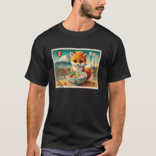 Camiseta Clássico cachorrinho de raposa do selo postal japo