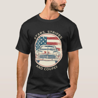 Camiseta Clássico Carro Patriótico Vintage, Bandeira Americ