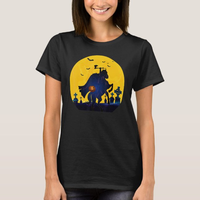 Camiseta Clássico Cavaleiro Sem Cabeça Retro Halloween Sono (Frente)