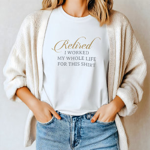 Camiseta Clássico Chic Caligrafia Dourado Cinza Aposentada