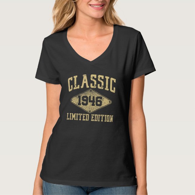 Camiseta Clássico com 76 anos 1946 Edição limitada, 76 bir (Frente)