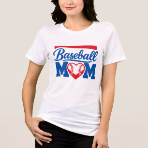 Camiseta Clássico Coração Vermelho e Azul de Baseball Dia d