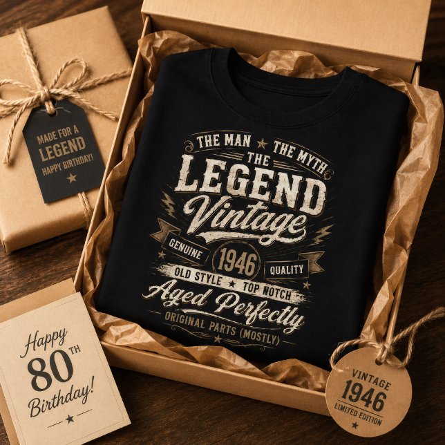 Camiseta Clássico de 1946 Envelhecido Perfeitamente Anivers (Criador carregado)