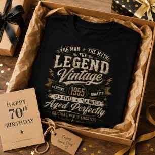 Camiseta Clássico de 1955 O Homem O Mito A Lenda 71º Aniver