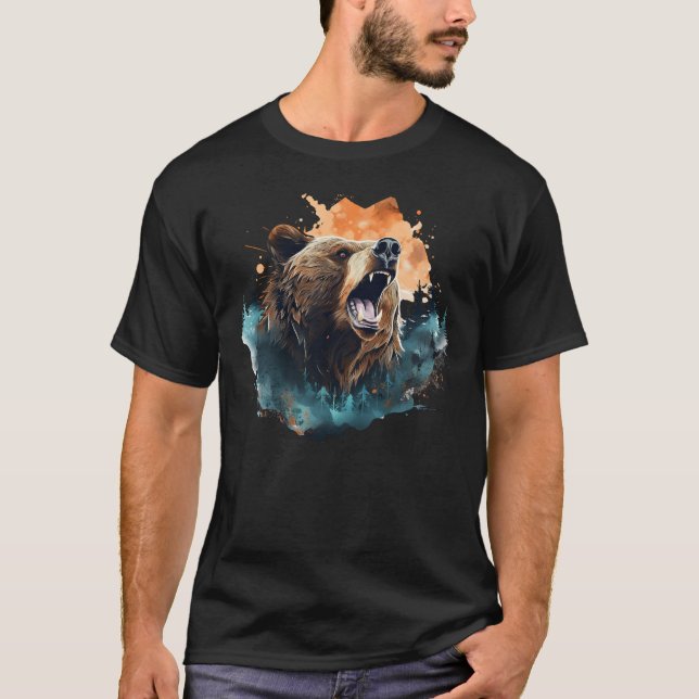 Camiseta Clássico de Natureza Selvagem de Animais Rajada Gr (Frente)