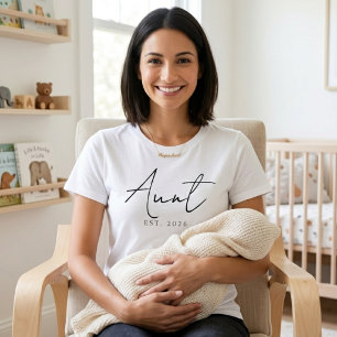Camiseta Clássico Design de Papel de Tia EST Ano Família Si