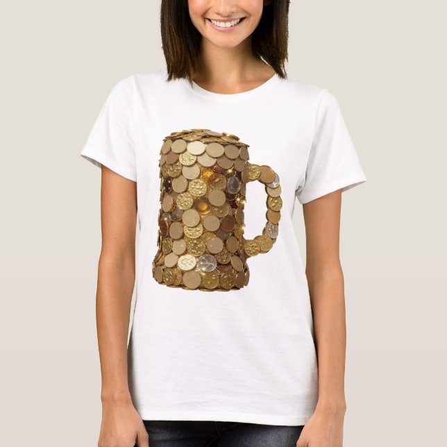 Camiseta Clássico Design Gráfico TESOURO DORADO Prata (Frente)
