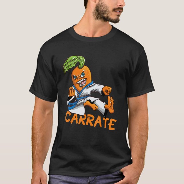 Camiseta Clássico Engraçado Carrate Cenoura Karatê Correio  (Frente)