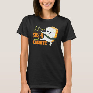 Camiseta Clássico Eu Amo Sushi E Karate Japonês Nigiri