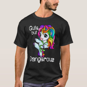 Camiseta Clássico Fofo Mas Perigoso Divertido Karate Unicór
