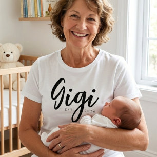 Camiseta Clássico Gigi EST Ano Script Simples Família