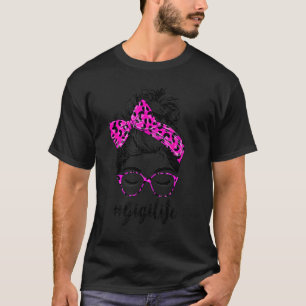 Camiseta Clássico Gigi Life Messy Bun Pink Leopard Imprima 