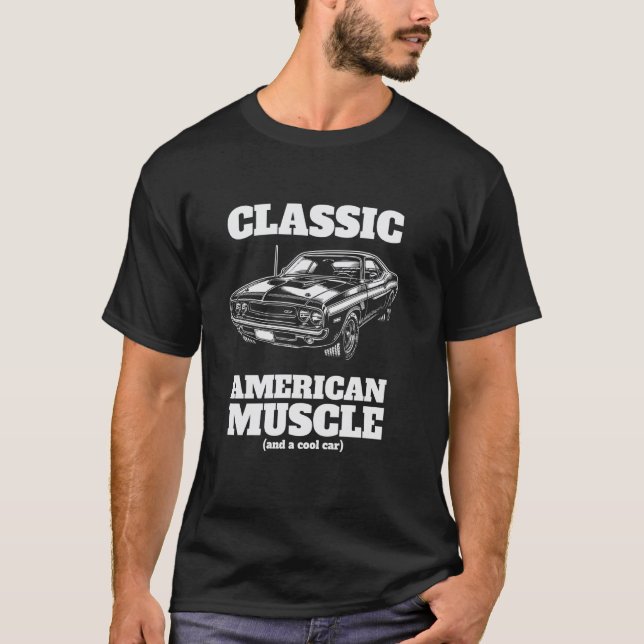 Camiseta Clássico Ginásio Amante de Carros Musculosos Ameri (Frente)