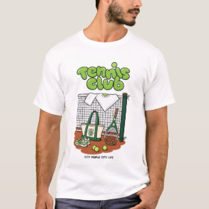 Camiseta Clássico Gráfico de Esportes do Clube de Tênis – V