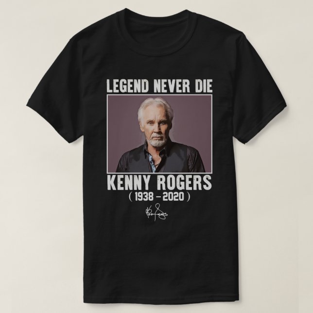 Camiseta Clássico Kenny Rogers Legend Nunca Morre (Frente do Design)