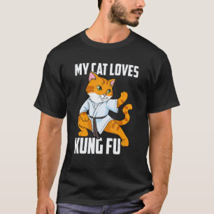 Camiseta Clássico Meu Gato Ama Kung Fu Ninja Karate Sahbumn