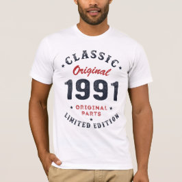 Camiseta Clássico Original 1991 Original Parts Birthday Gif