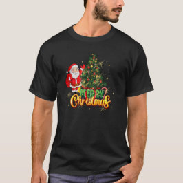 Camiseta Clássico Papai Noel e Árvore de Natal Holid Festiv