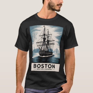 Camiseta Clássico Porto de Boston Massachusetts Navio Vinta