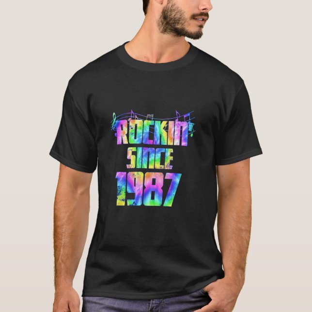 Camiseta Clássico Rock de Aniversário Retrô Desde 1987 (Frente)