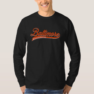 Camiseta Clássico Script de Beisebol Baltimore Vintage Retr