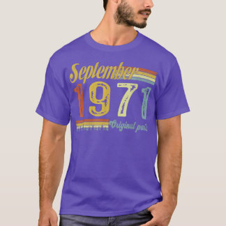 Camiseta Clássico setembro de 1971 Feliz 50º aniversário de