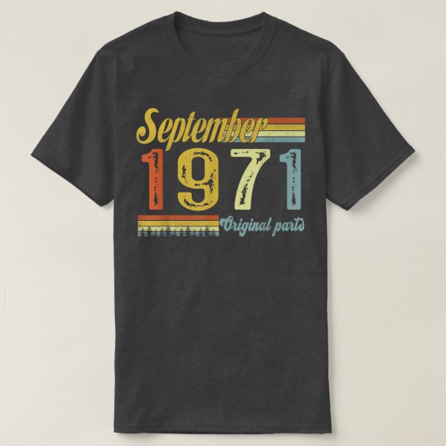 Camiseta Clássico setembro de 1971 Feliz 50º aniversário de (Frente do Design)
