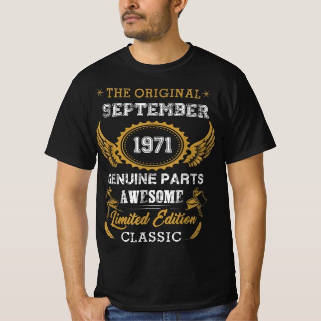 Camiseta Clássico setembro de 1971 Shirt Birthday Gifts , 1 (Frente)