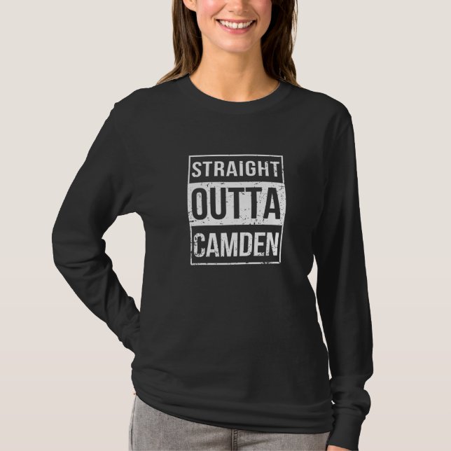 Camiseta Clássico Straight Outta Camden Londres Inglaterra  (Frente)