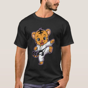 Camiseta Clássico Tigre de Karatê Fofo Artes Marciais Engra