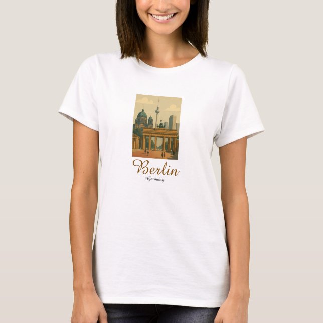 Camiseta Clássico Vintage Berlin Germany Landmark (Frente)