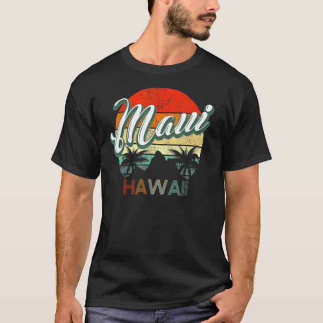 Camiseta Clássico Vintage Retro Maui Hawaii (Frente)