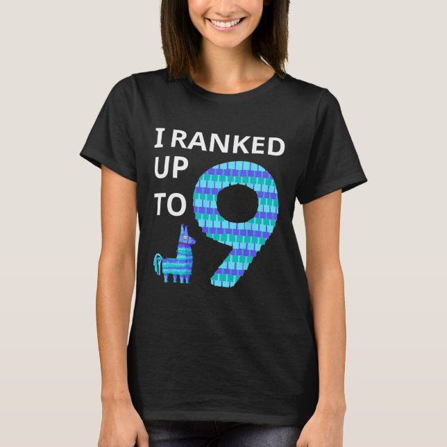Camiseta Classificado Até 9 Jogo De Aniversário Llama Piñat (Frente)