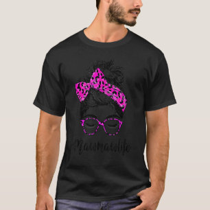 Camiseta Classy Mawmaw Life Messy Bun Pink Leopard Impressã