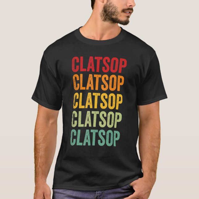Camiseta Clatsop County Oregon Rainbow Text Design (Frente)