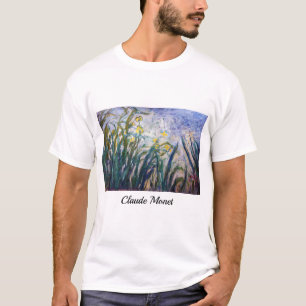 Camiseta Claude Monet - Íris Amarelas e Roxas
