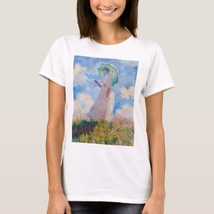 Camiseta Claude Monet - Mulher com Parasol virada para a es