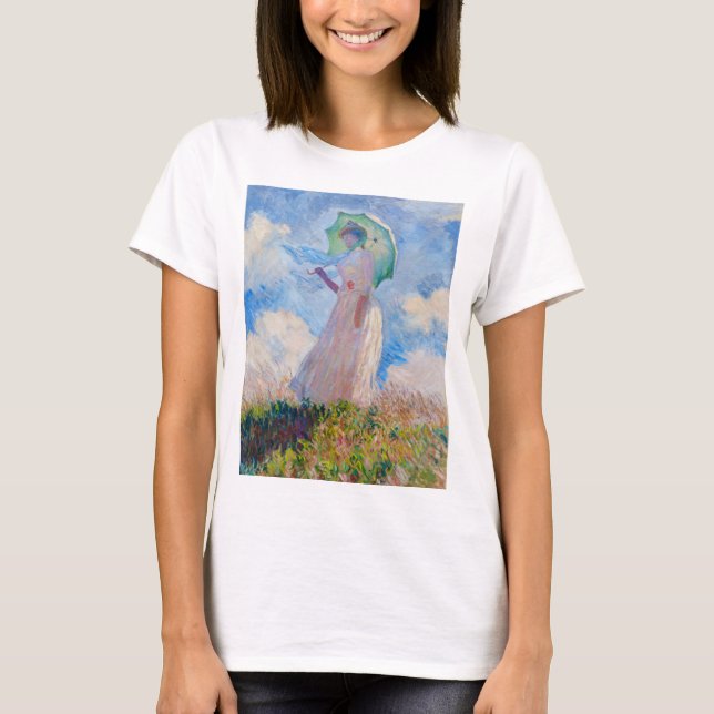 Camiseta Claude Monet - Mulher com Parasol virada para a es (Frente)