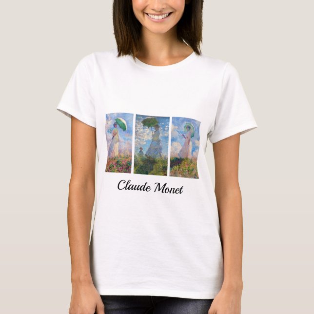 Camiseta Claude Monet - Mulher com uma série de Parasol (Frente)