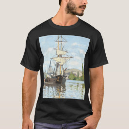 Camiseta Claude Monet. Navios a voar no Sena em Rouen