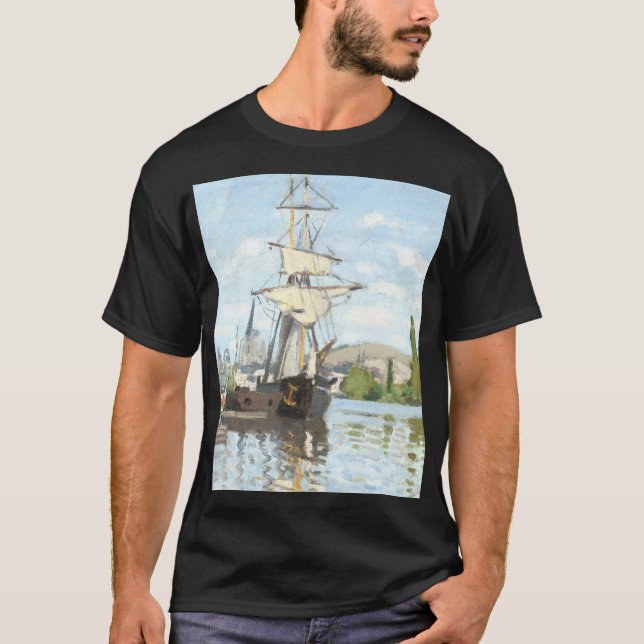 Camiseta Claude Monet. Navios a voar no Sena em Rouen (Frente)