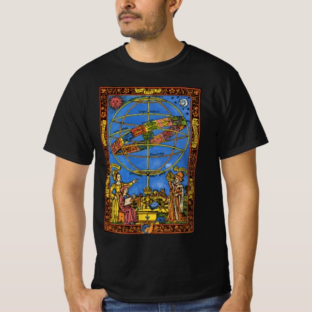 Camiseta Cláudio Ptolomeu Astrônomo, Celeste Vintage  (Frente)