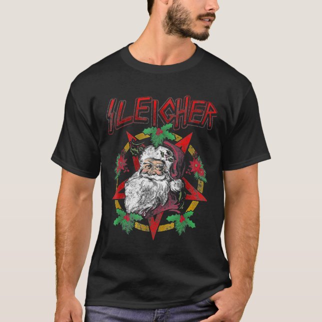 Camiseta Claus Natal Claus de Metal Pesado Mais Leitura Cl (Frente)