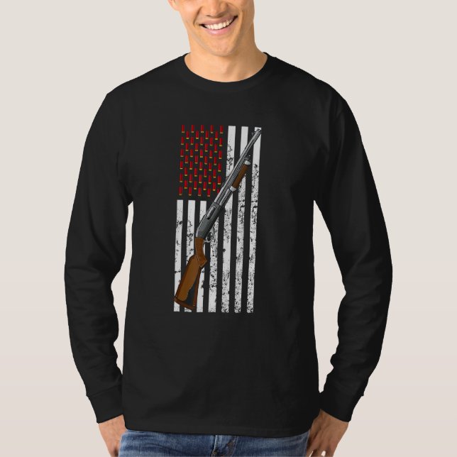 Camiseta Clay Target Atirar No Carrinho De Arma De Bandeira (Frente)