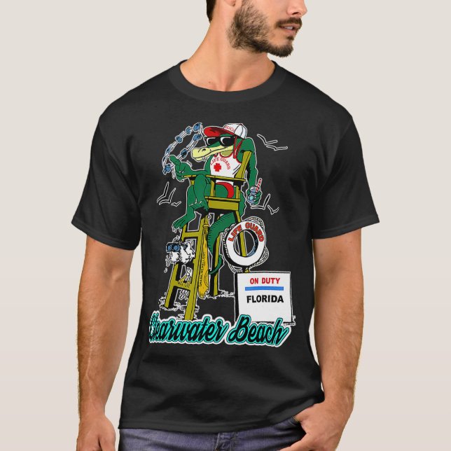 Camiseta Clearwater Beach Flórida Alligator Guarda Life (Frente)