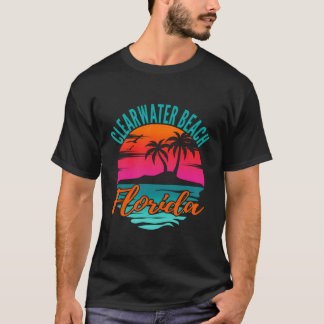Camiseta Clearwater Beach Florida Palm Tree Island Pink Sun