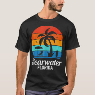 Camiseta Clearwater Beach Flórida Palm Tree Vintage Sunset